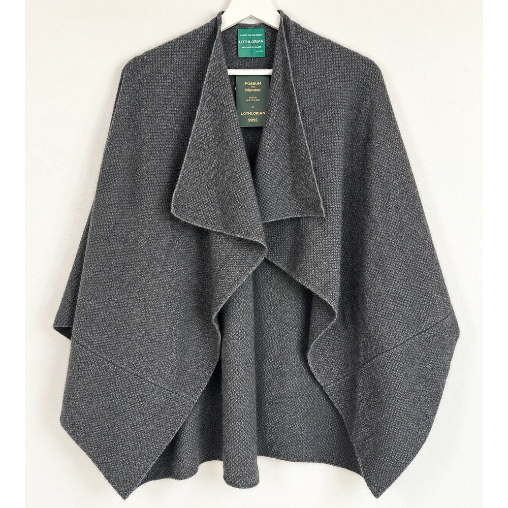 Lothlorian New Zealand Possum Merino Wool Cape Poncho Charcoal